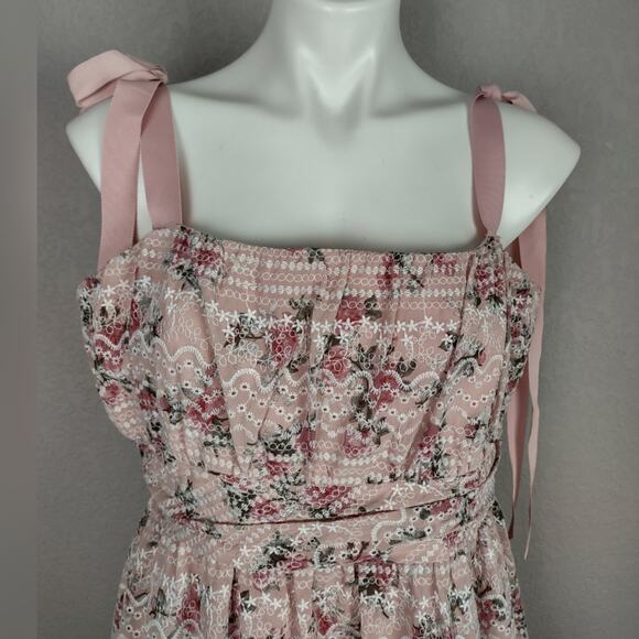 Gianni Bini Ivette Embroider Square Neck Sleeveless A line Floral Dress Size 12 - Picture 10 of 16